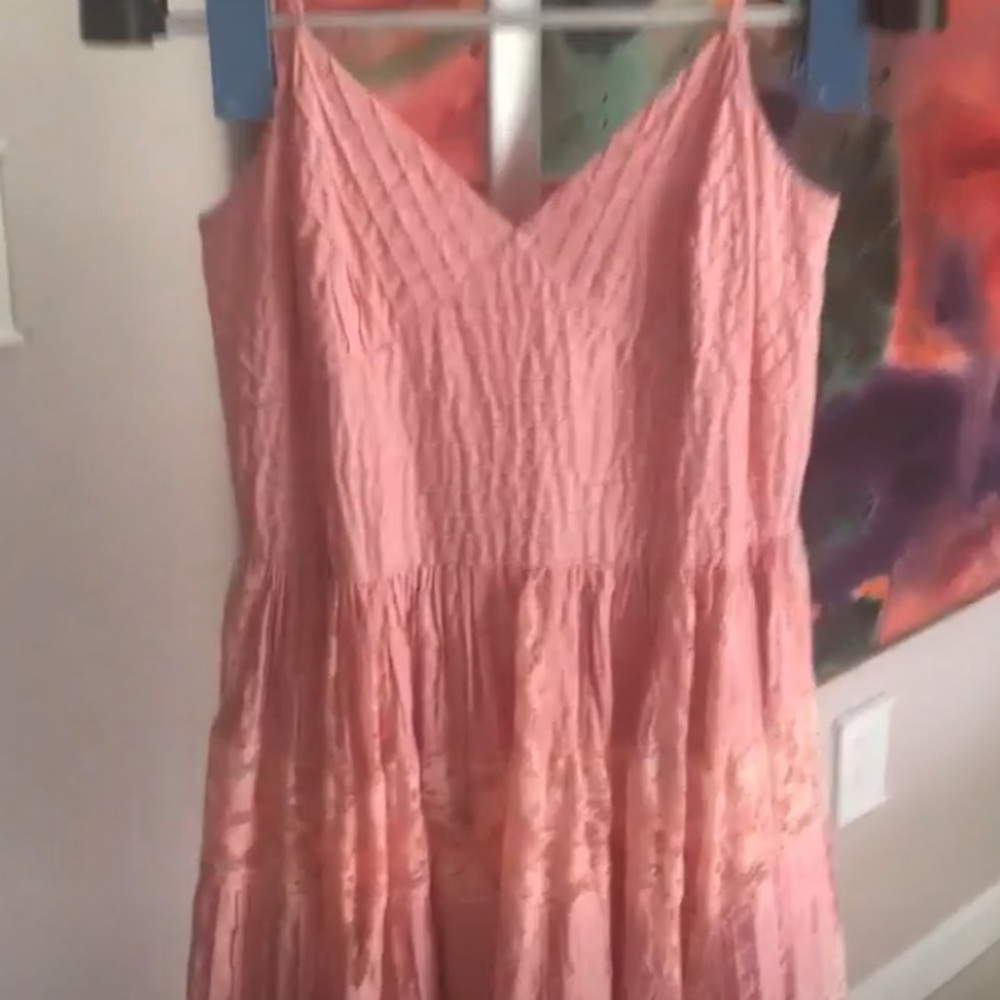 Betsey Johnson peach spaghetti strap sun dress size 10 lace - Picture 12 of 13